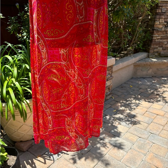 Show Me Your MuMu Erylyn Red Mosiac Paisley Halter Tie Back Midi Dress XS - Picture 9 of 12